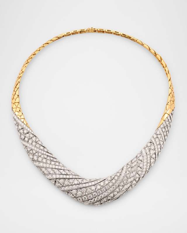 18K Yellow and White Gold Collar Necklace with Diamonds